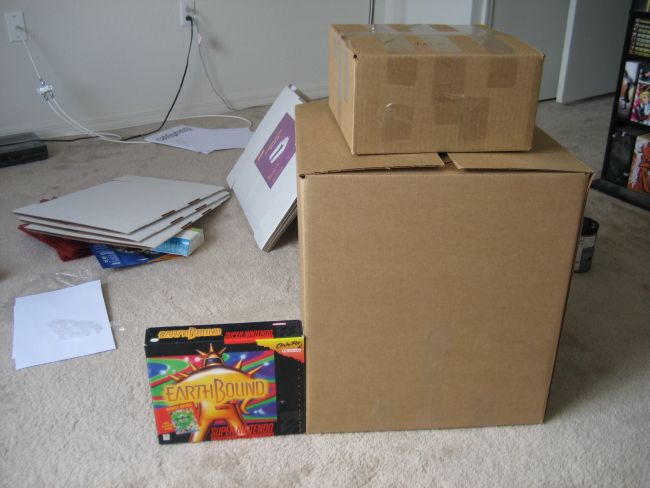 Photograph of the boxes to be shipped to Japan -- the main box is huge!